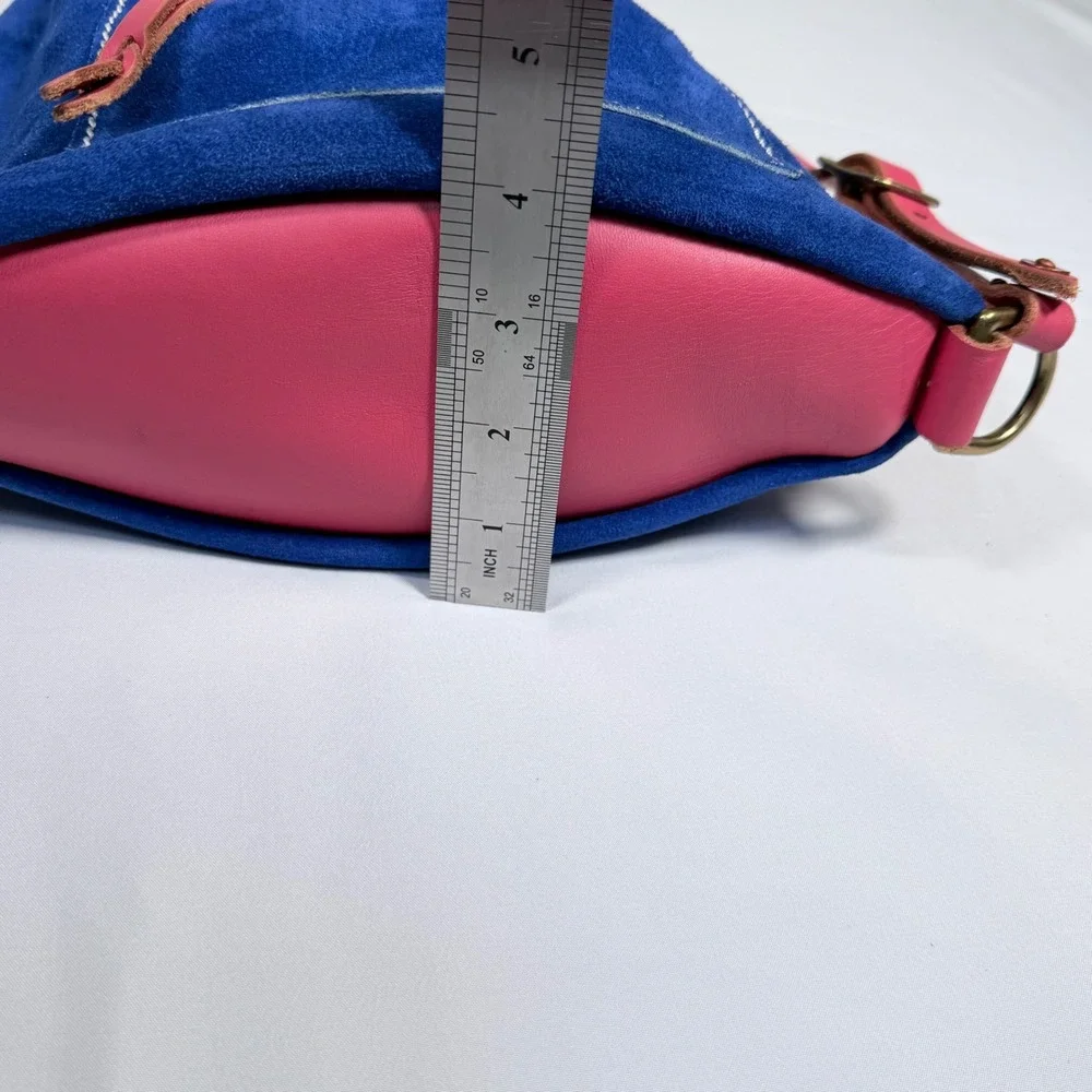 Rivet Leatherworks‎ Drawstring Convertible Backpack Cobalt Blue Pink Suede Boho